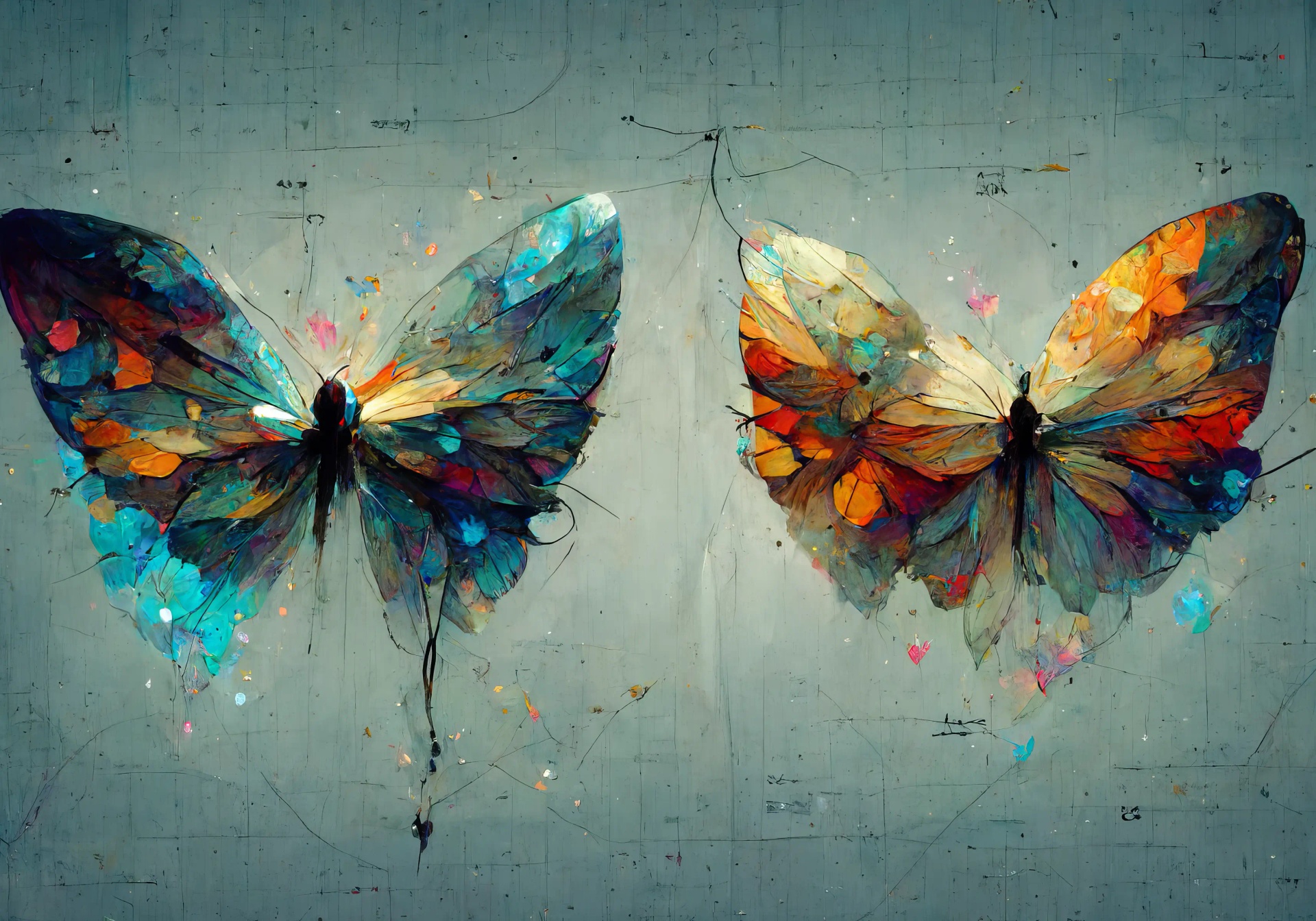 Butterfly Pair @ 100x70cm